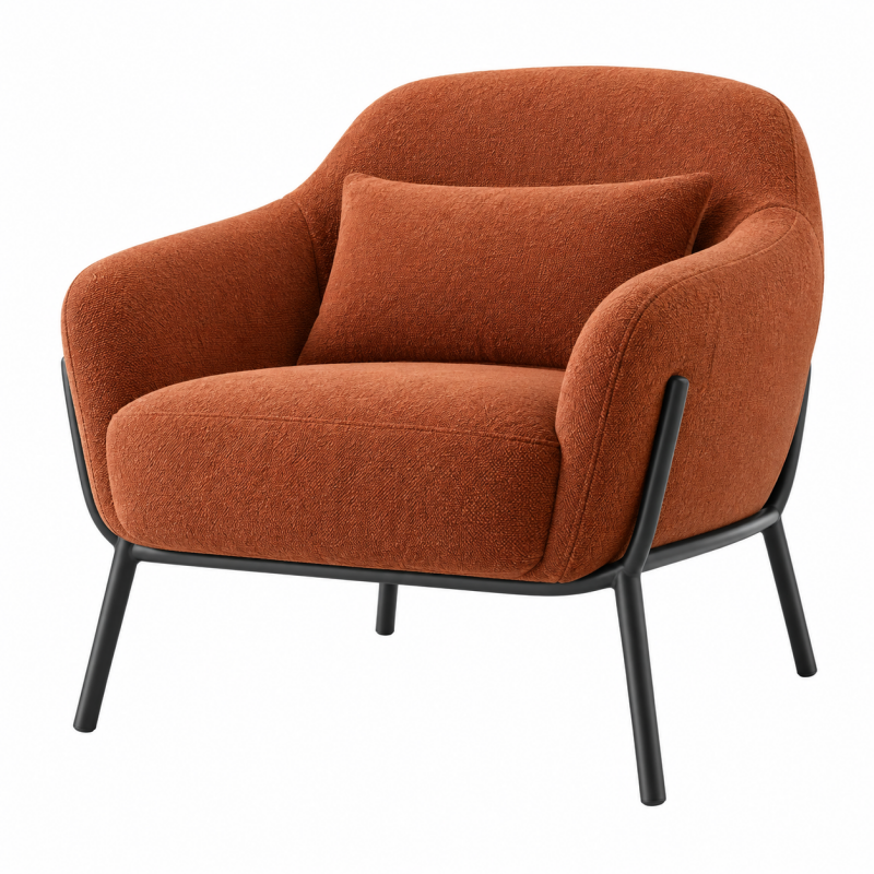 Fotel 82 x 78 x 80 cm z tapicerką tekstylną rdzawobrązowy - nowoczesny